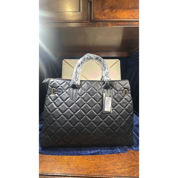 NWT Studio Badgley Mischka Quilted Tote ? Gold Lock MSRP $159 main image 5